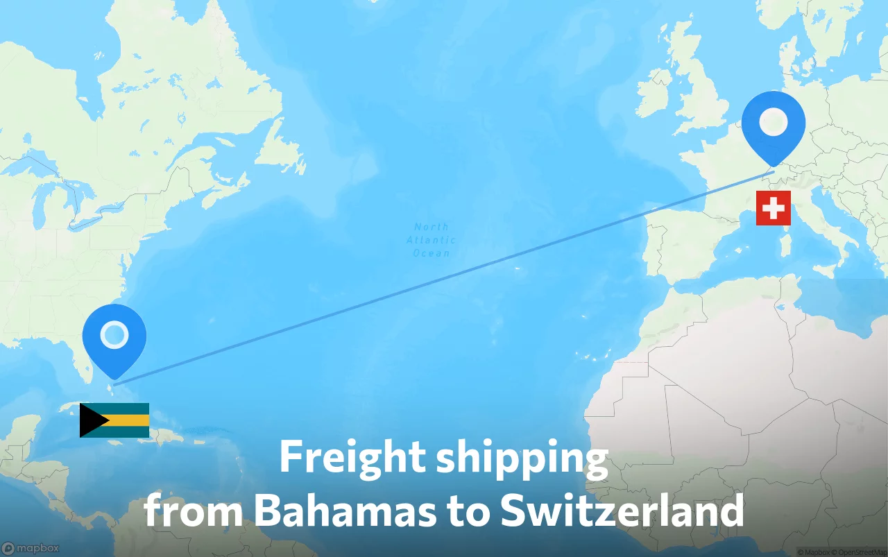 Shipping route from Bahamas to Switzerland
