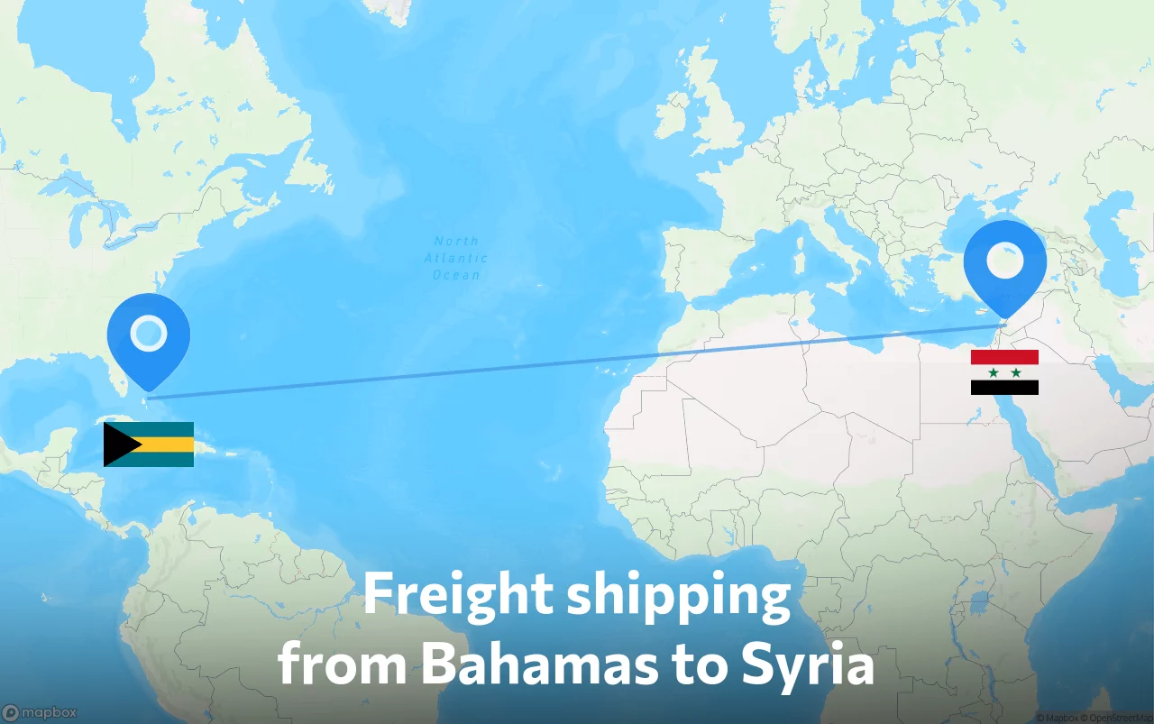 Shipping route from Bahamas to Syria