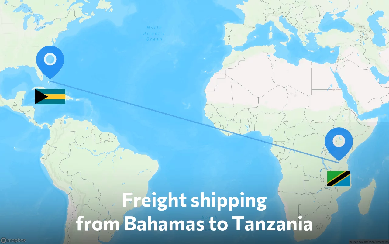 Shipping route from Bahamas to Tanzania