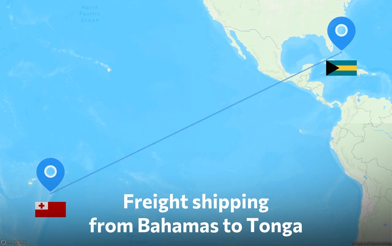 Shipping route from Bahamas to Tonga