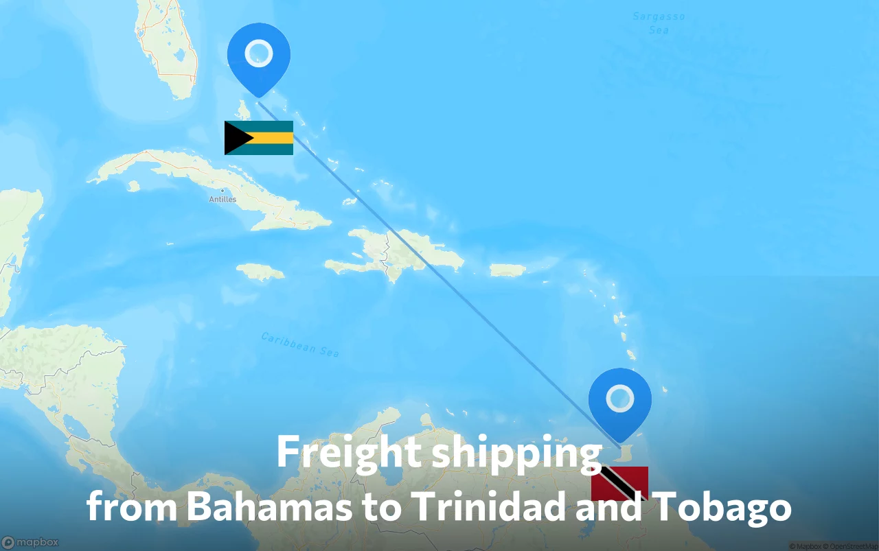 Shipping route from Bahamas to Trinidad and Tobago