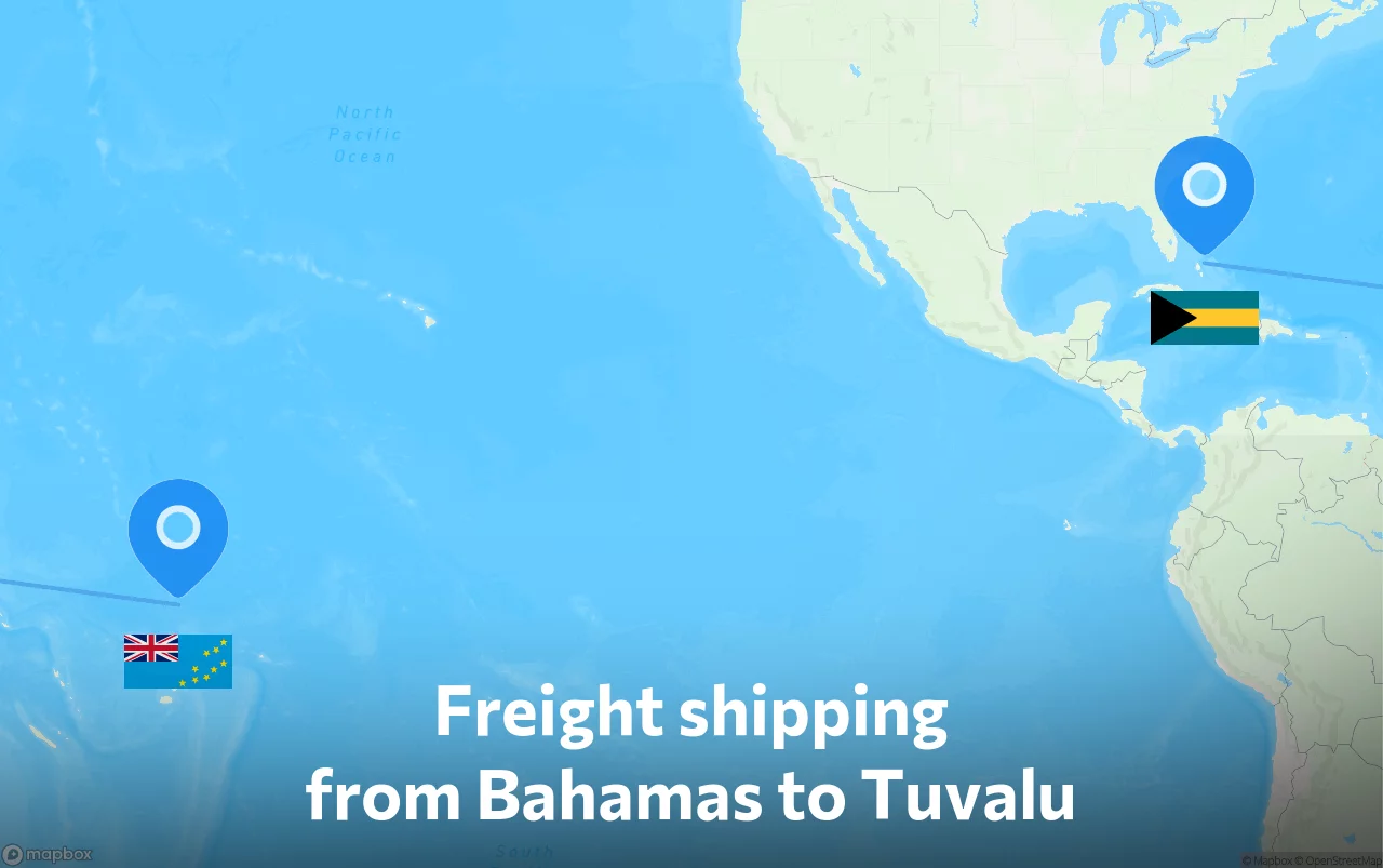 Shipping route from Bahamas to Tuvalu