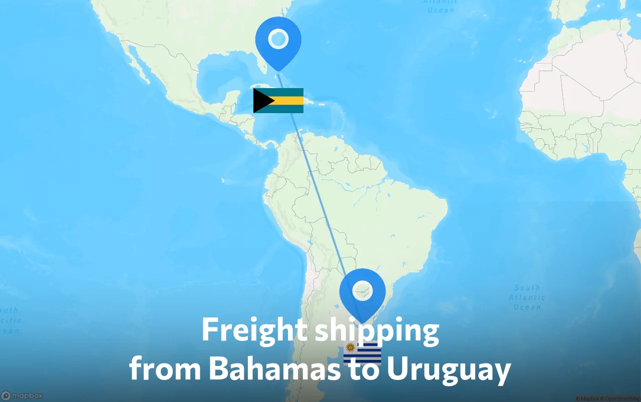 Shipping route from Bahamas to Uruguay