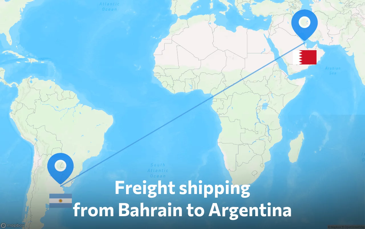 Shipping route from Bahrain to Argentina