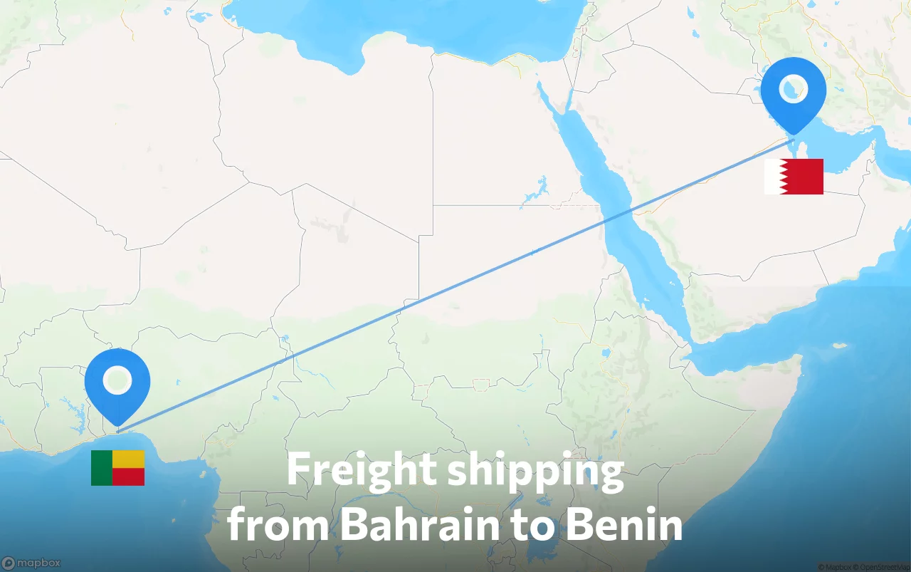 Shipping route from Bahrain to Benin
