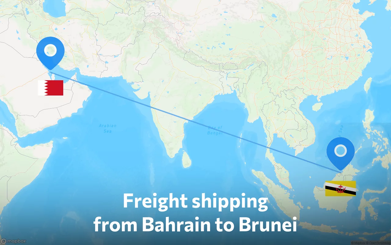 Shipping route from Bahrain to Brunei