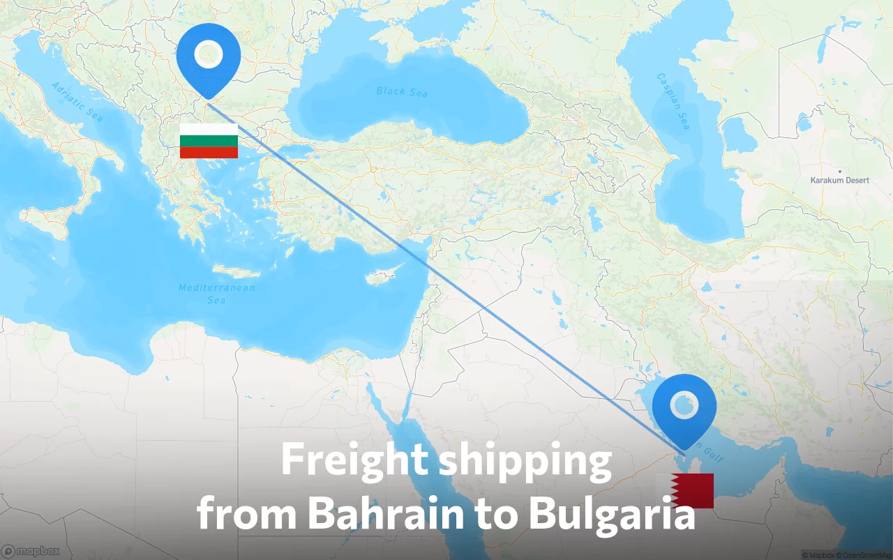 Shipping route from Bahrain to Bulgaria