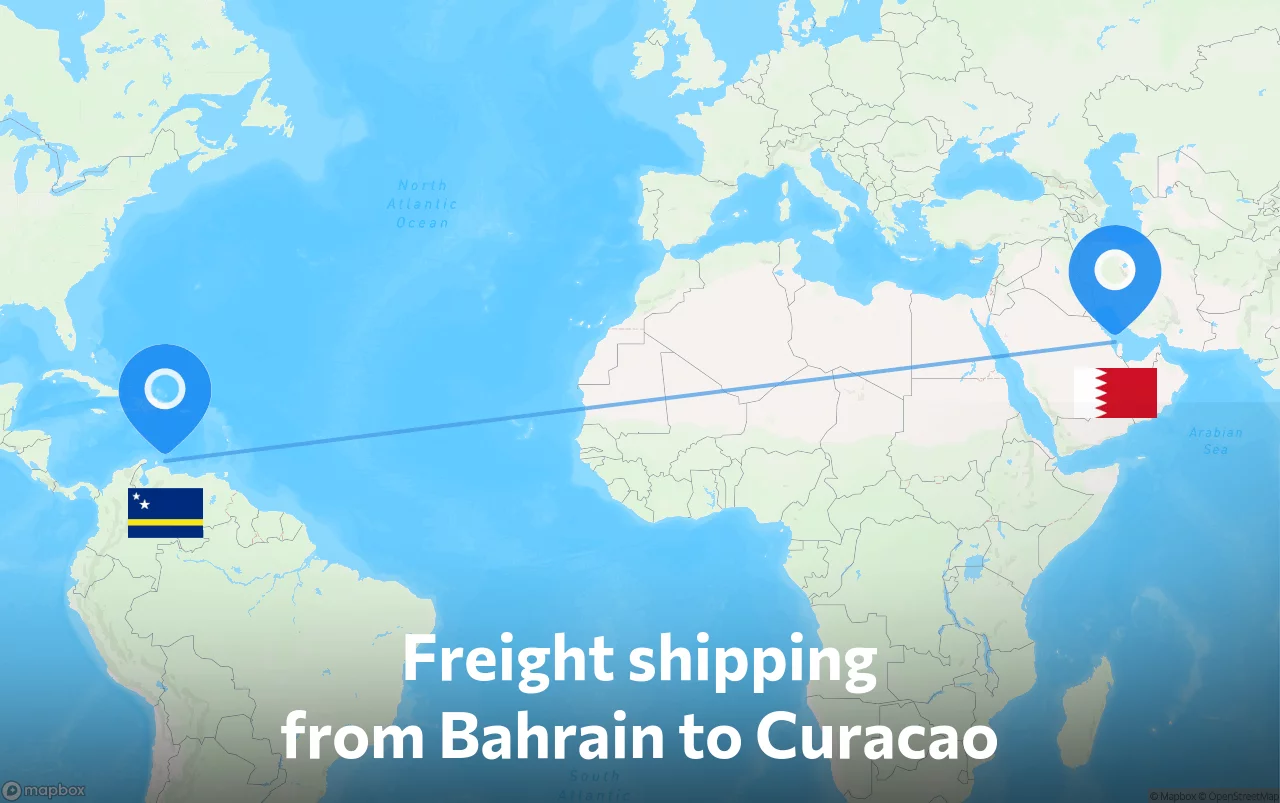 Shipping route from Bahrain to Curacao