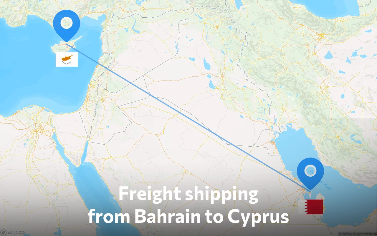Shipping route from Bahrain to Cyprus