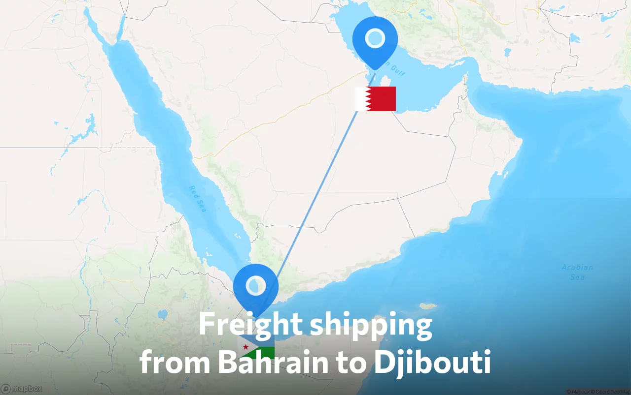 Shipping route from Bahrain to Djibouti