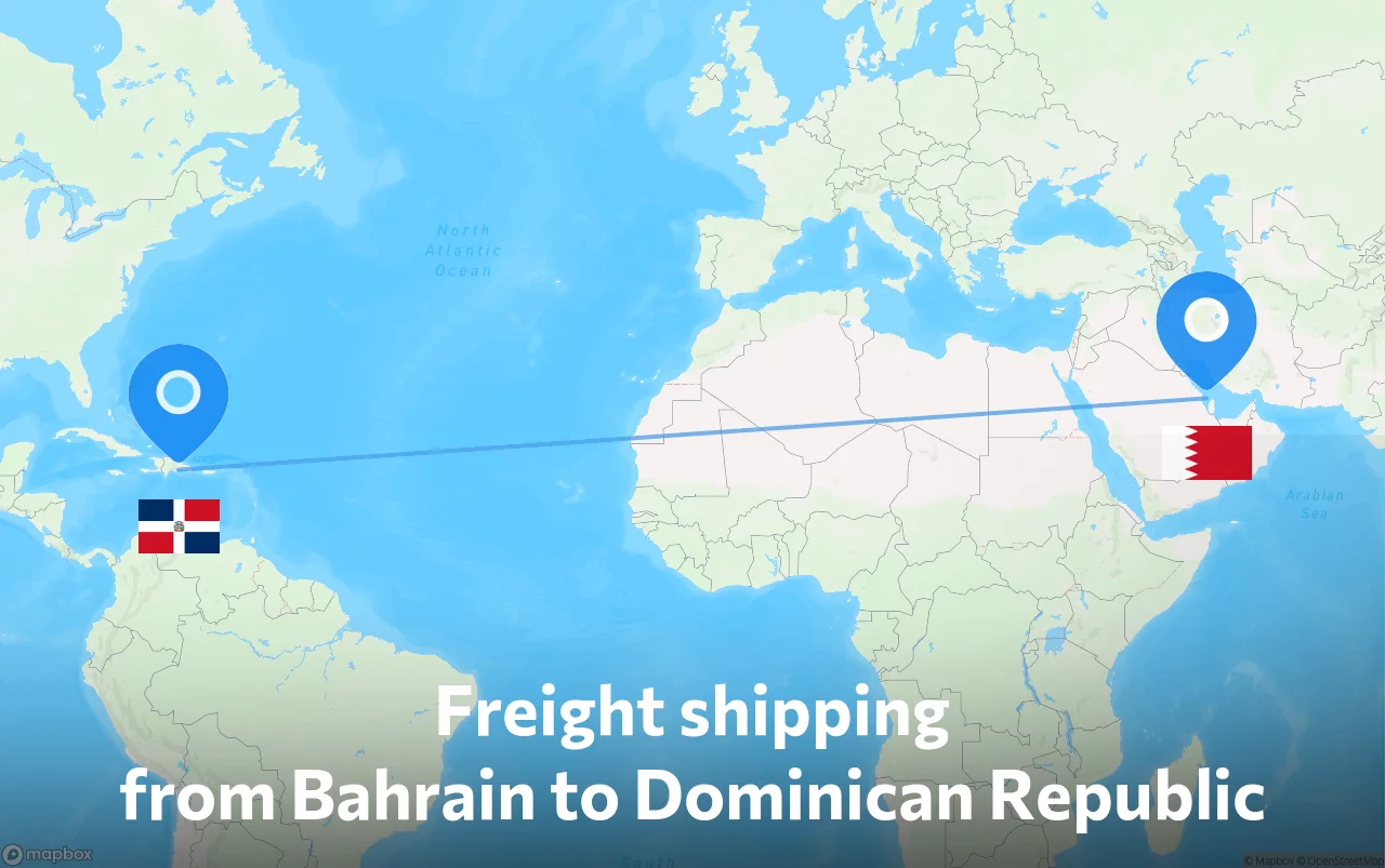 Shipping route from Bahrain to Dominican Republic