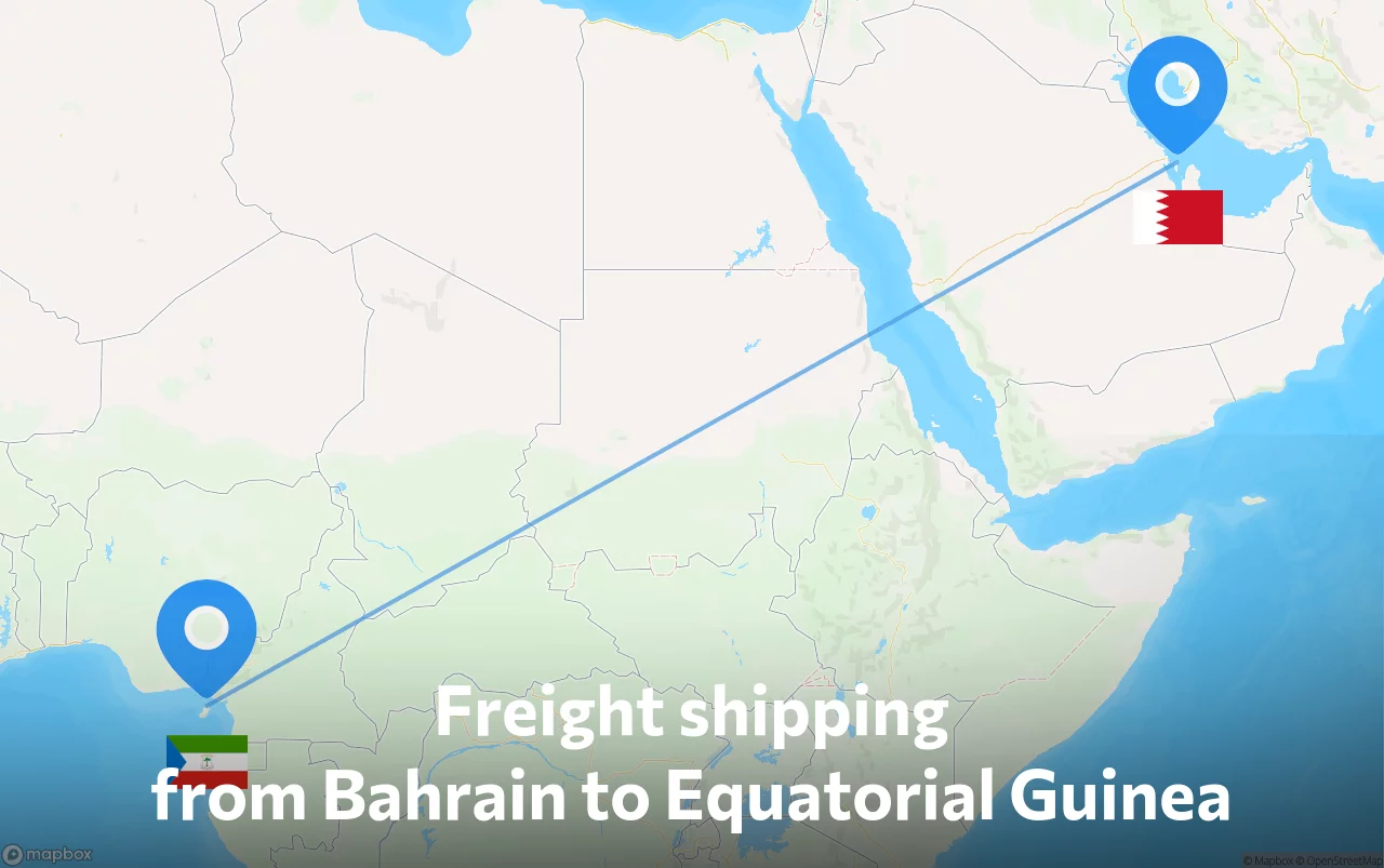 Shipping route from Bahrain to Equatorial Guinea