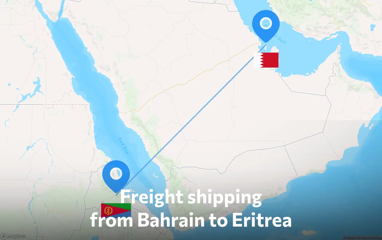 Shipping route from Bahrain to Eritrea