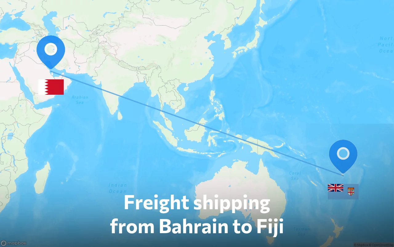 Shipping route from Bahrain to Fiji