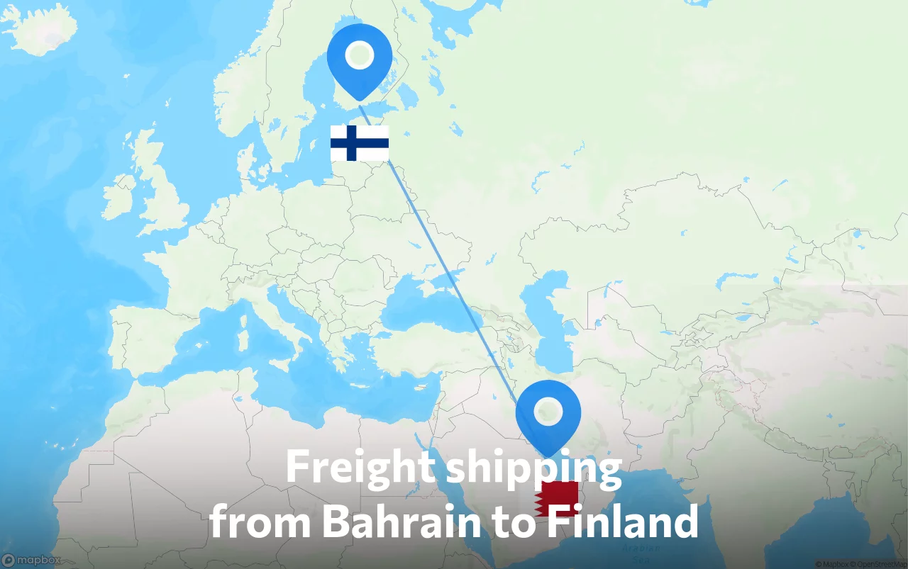 Shipping route from Bahrain to Finland