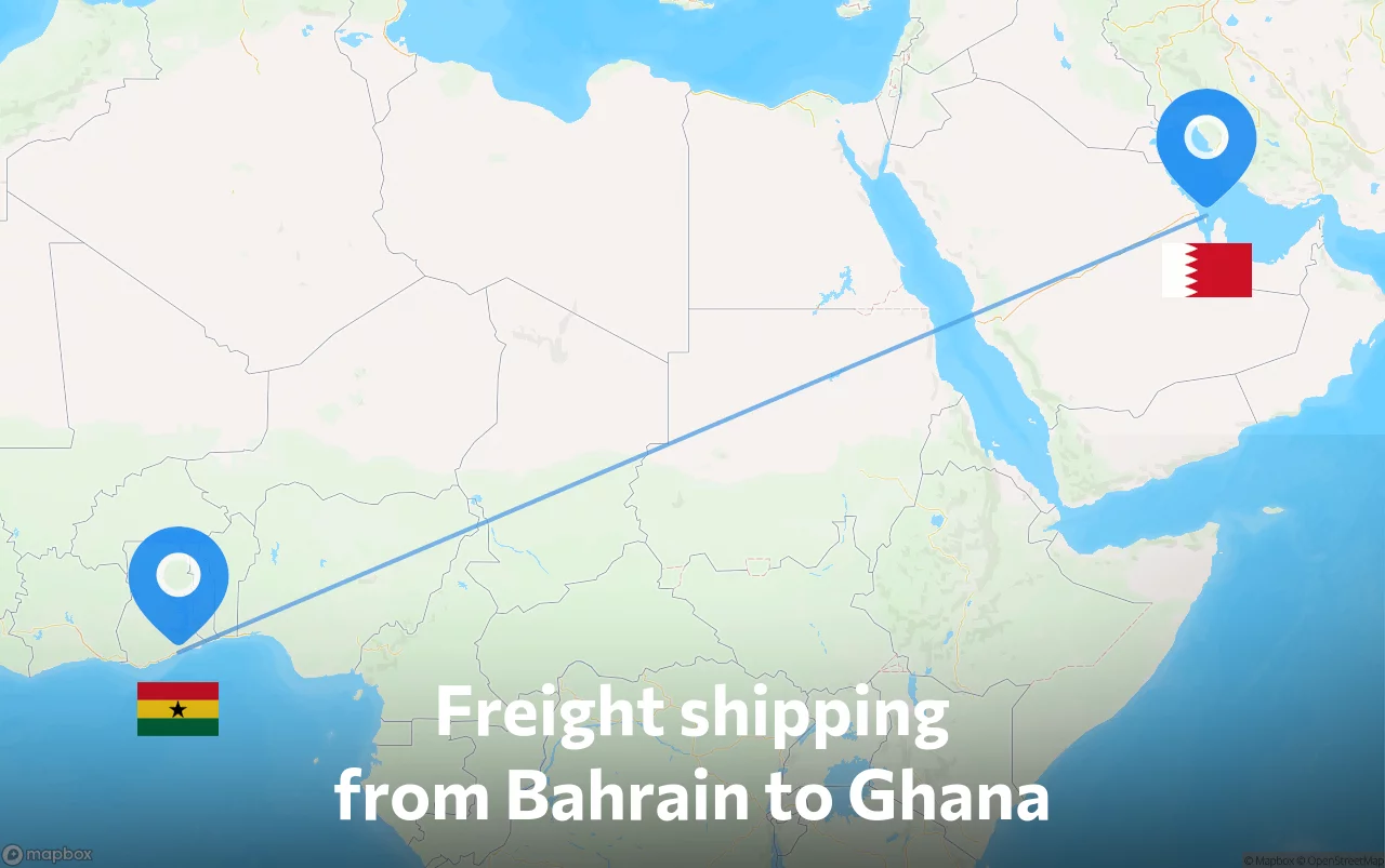 Shipping route from Bahrain to Ghana
