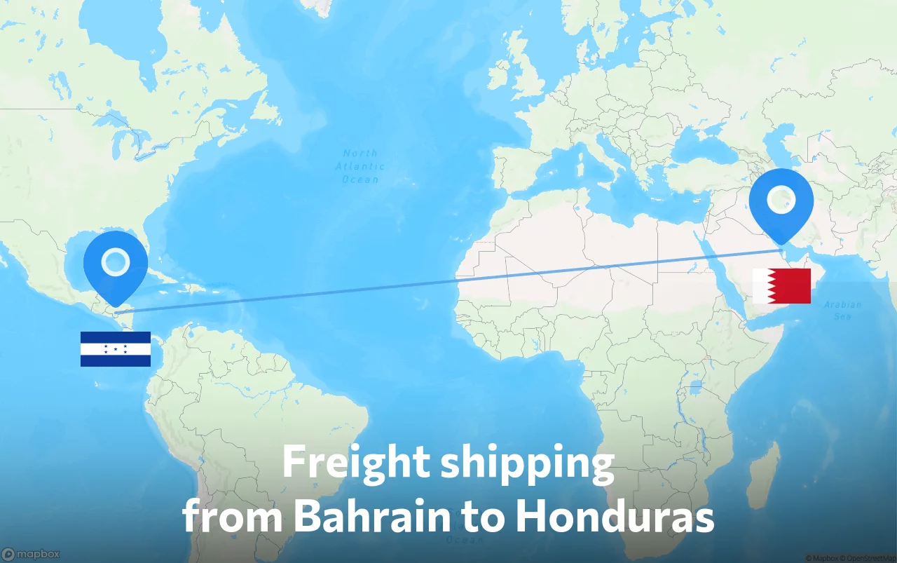 Shipping route from Bahrain to Honduras