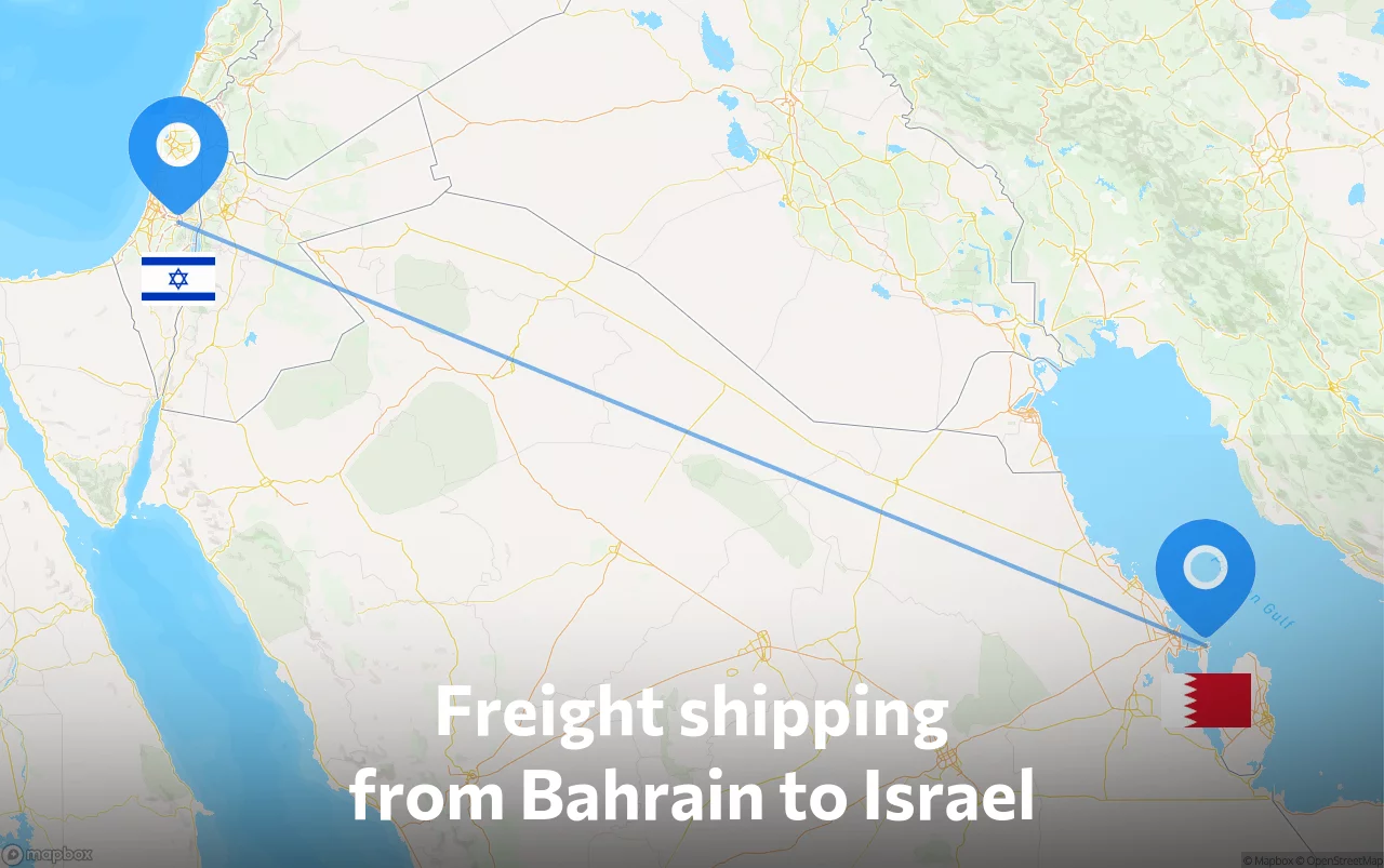Shipping route from Bahrain to Israel