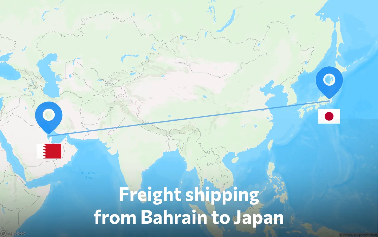 Shipping route from Bahrain to Japan