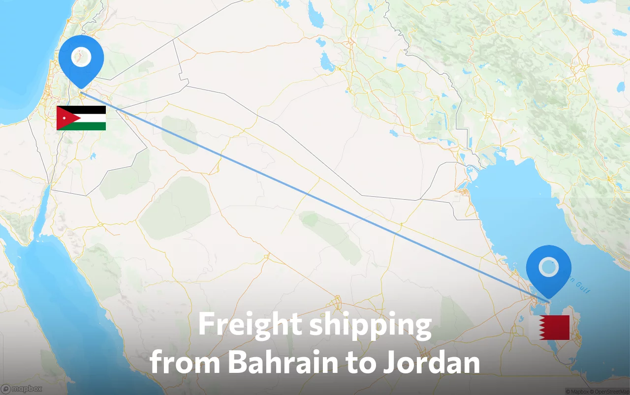 Shipping route from Bahrain to Jordan