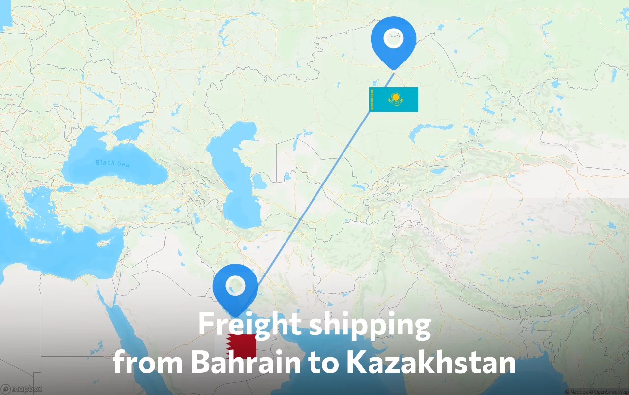 Shipping route from Bahrain to Kazakhstan