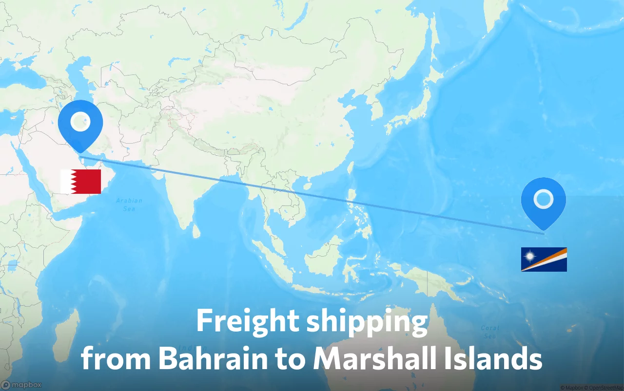 Shipping route from Bahrain to Marshall Islands