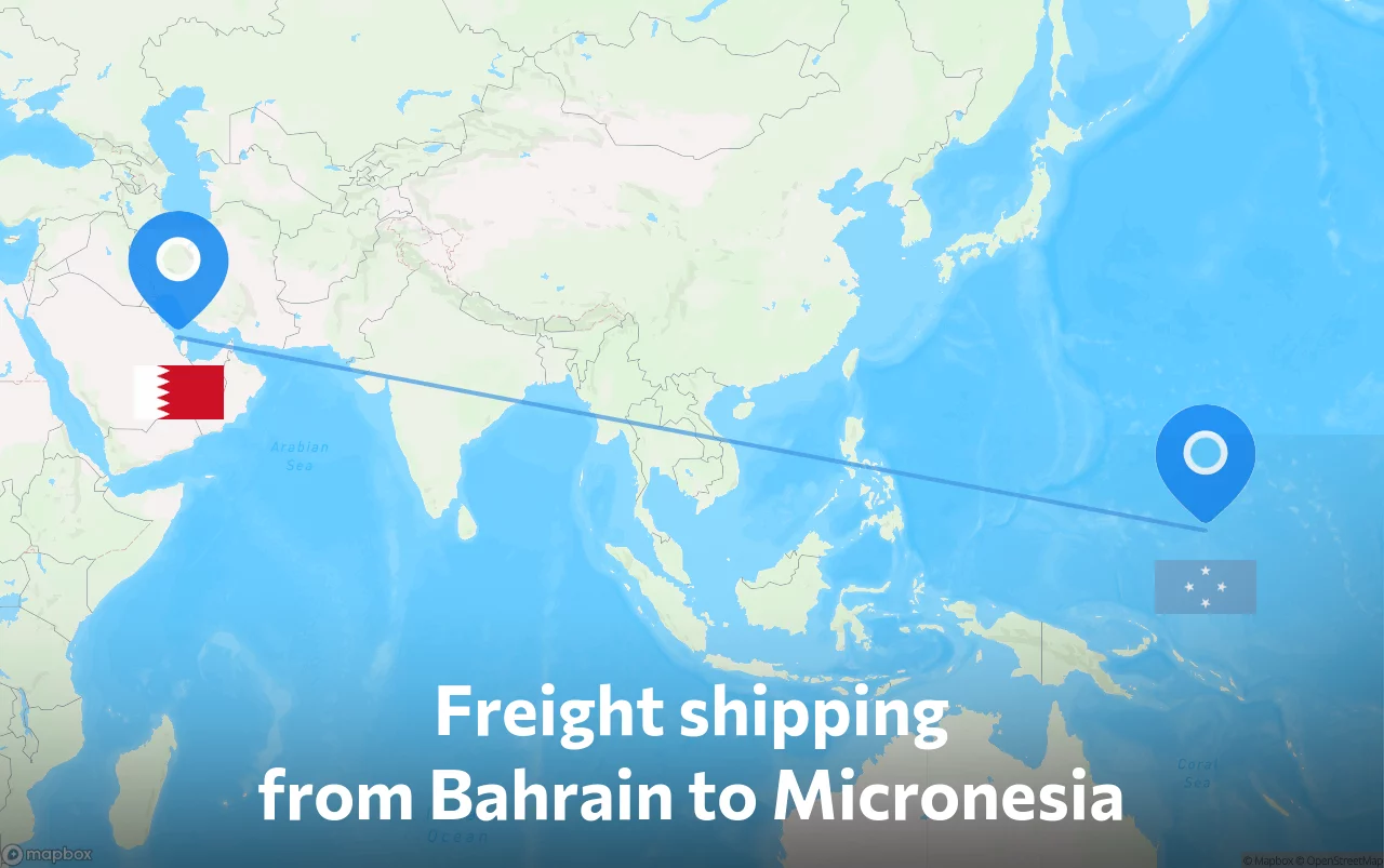 Shipping route from Bahrain to Micronesia