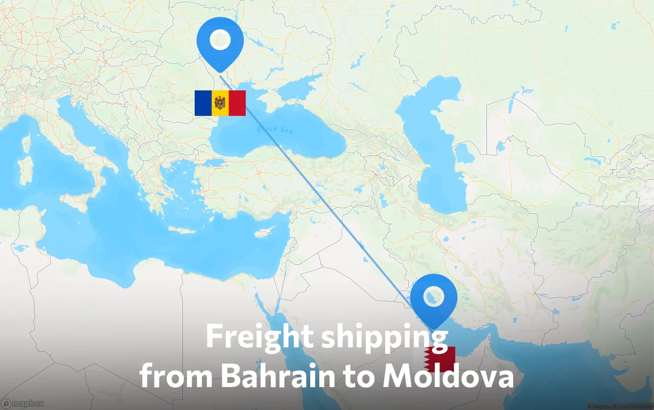 Shipping route from Bahrain to Moldova