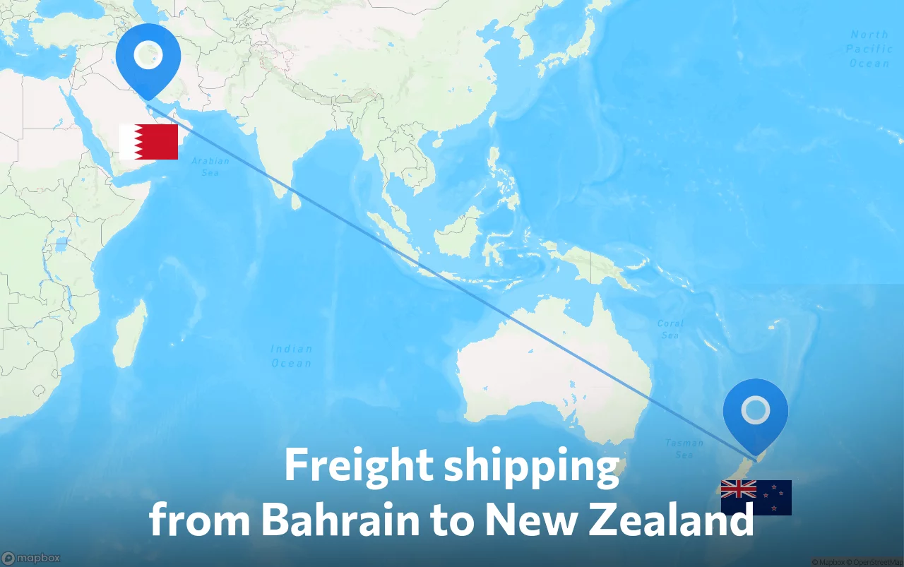 Shipping route from Bahrain to New Zealand