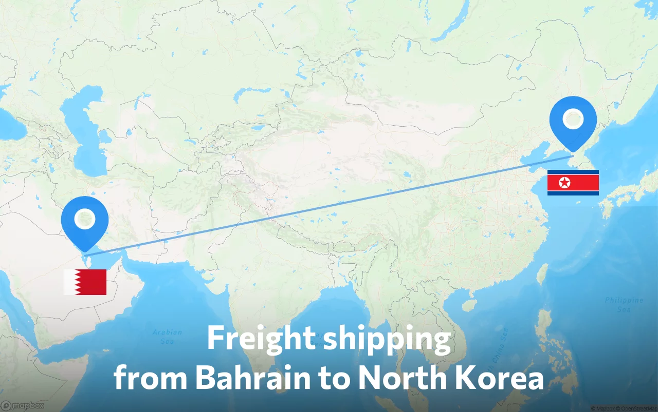 Shipping route from Bahrain to North Korea
