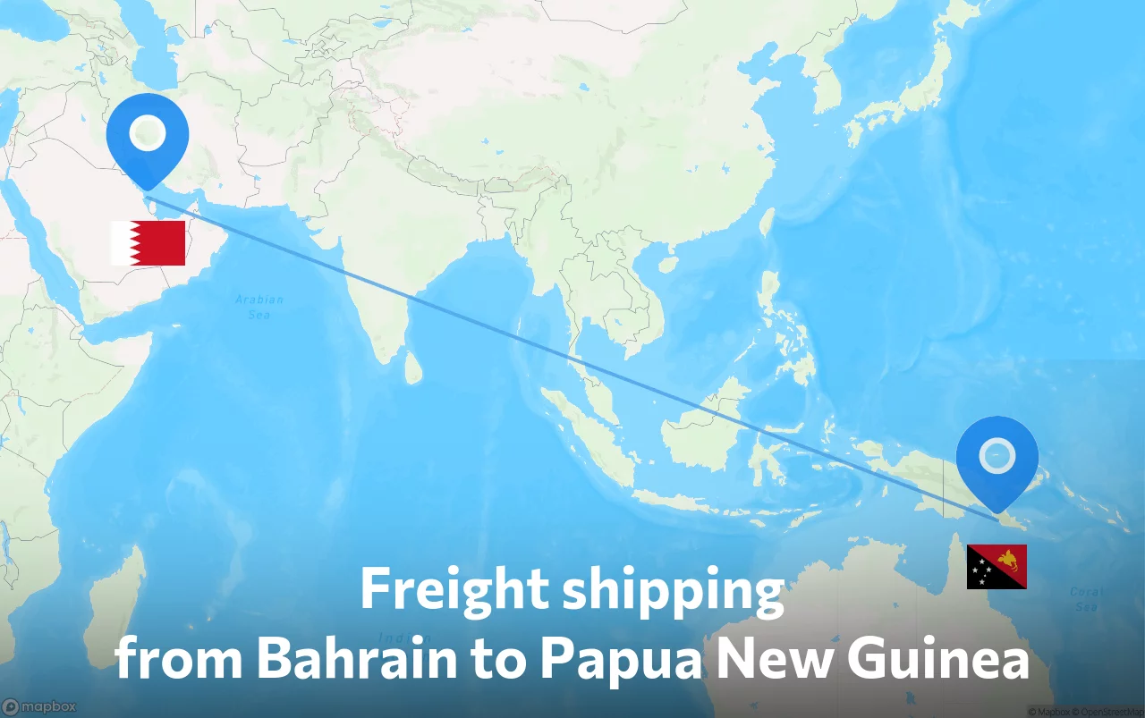 Shipping route from Bahrain to Papua New Guinea