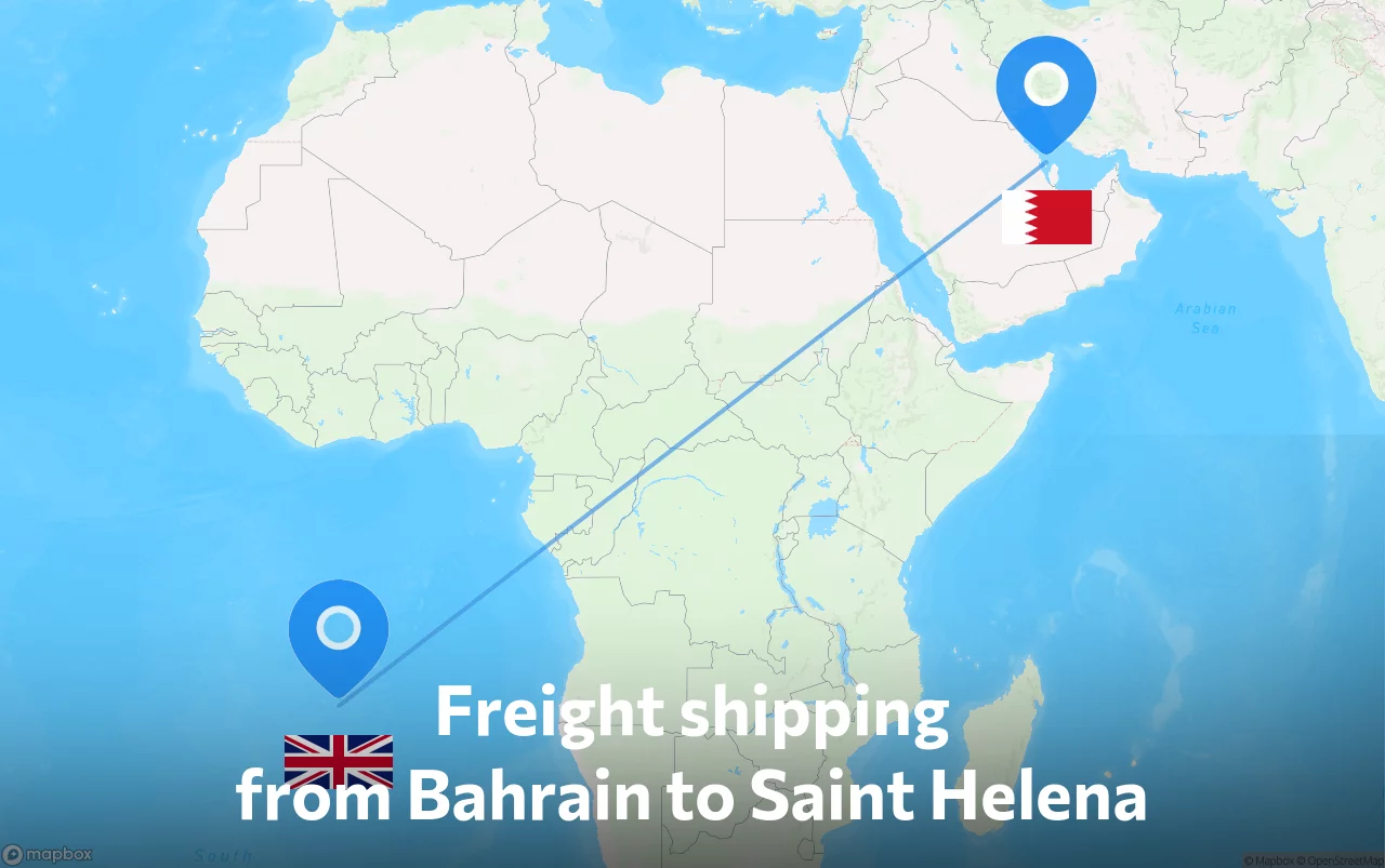 Shipping route from Bahrain to Saint Helena