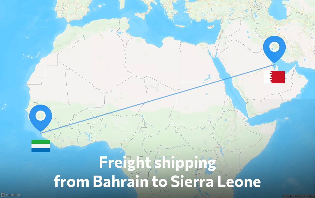 Shipping route from Bahrain to Sierra Leone