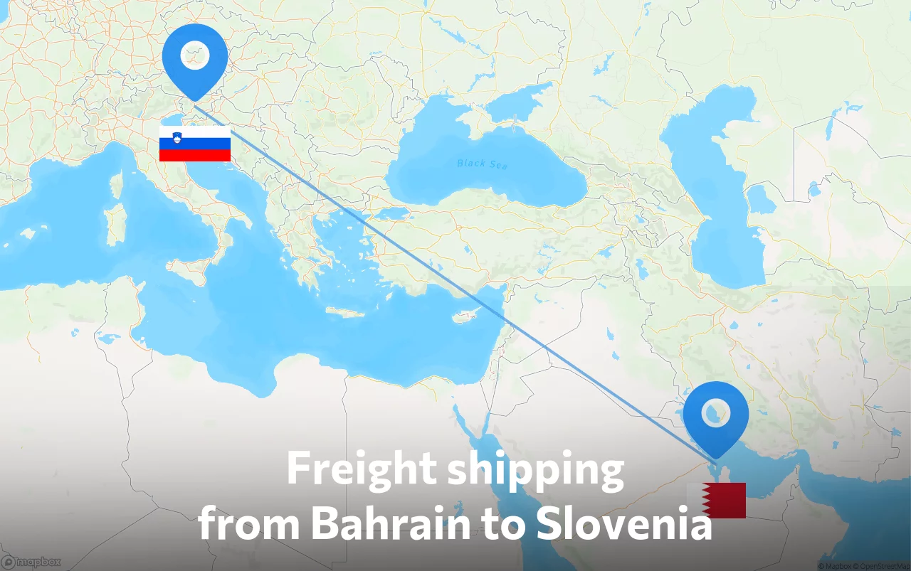 Shipping route from Bahrain to Slovenia