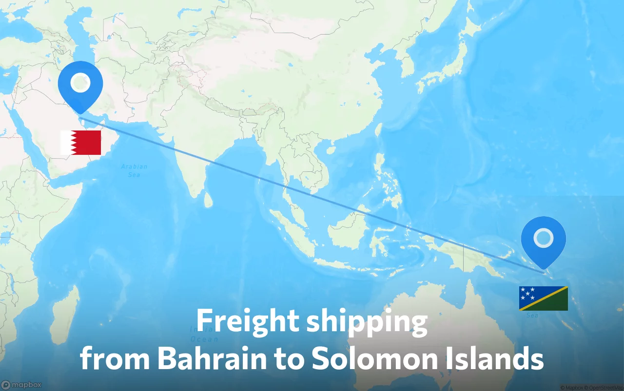 Shipping route from Bahrain to Solomon Islands