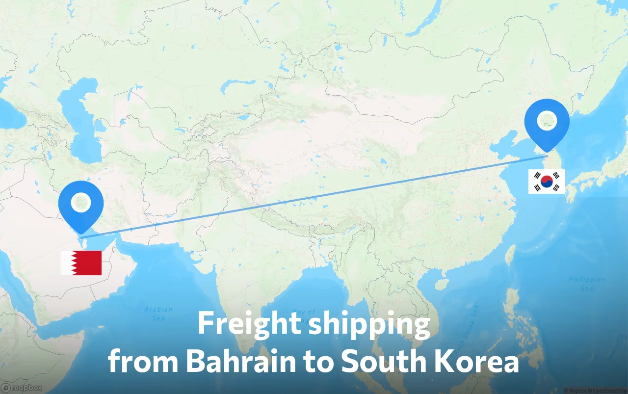 Shipping route from Bahrain to South Korea