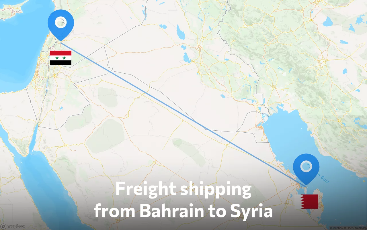 Shipping route from Bahrain to Syria