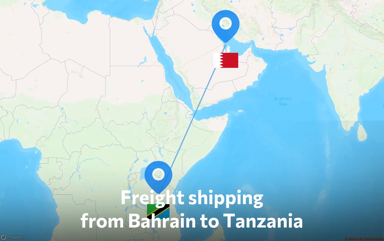 Shipping route from Bahrain to Tanzania