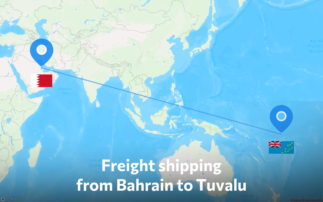 Shipping route from Bahrain to Tuvalu