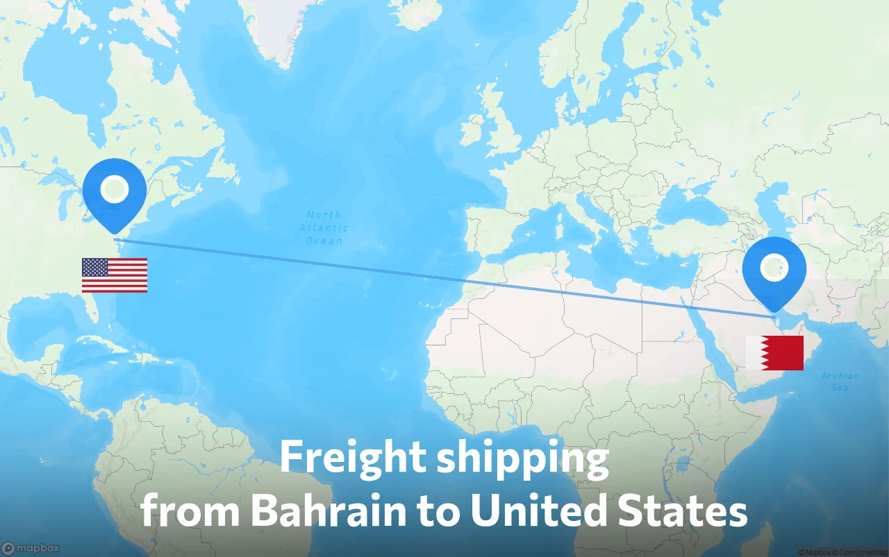 Shipping route from Bahrain to United States