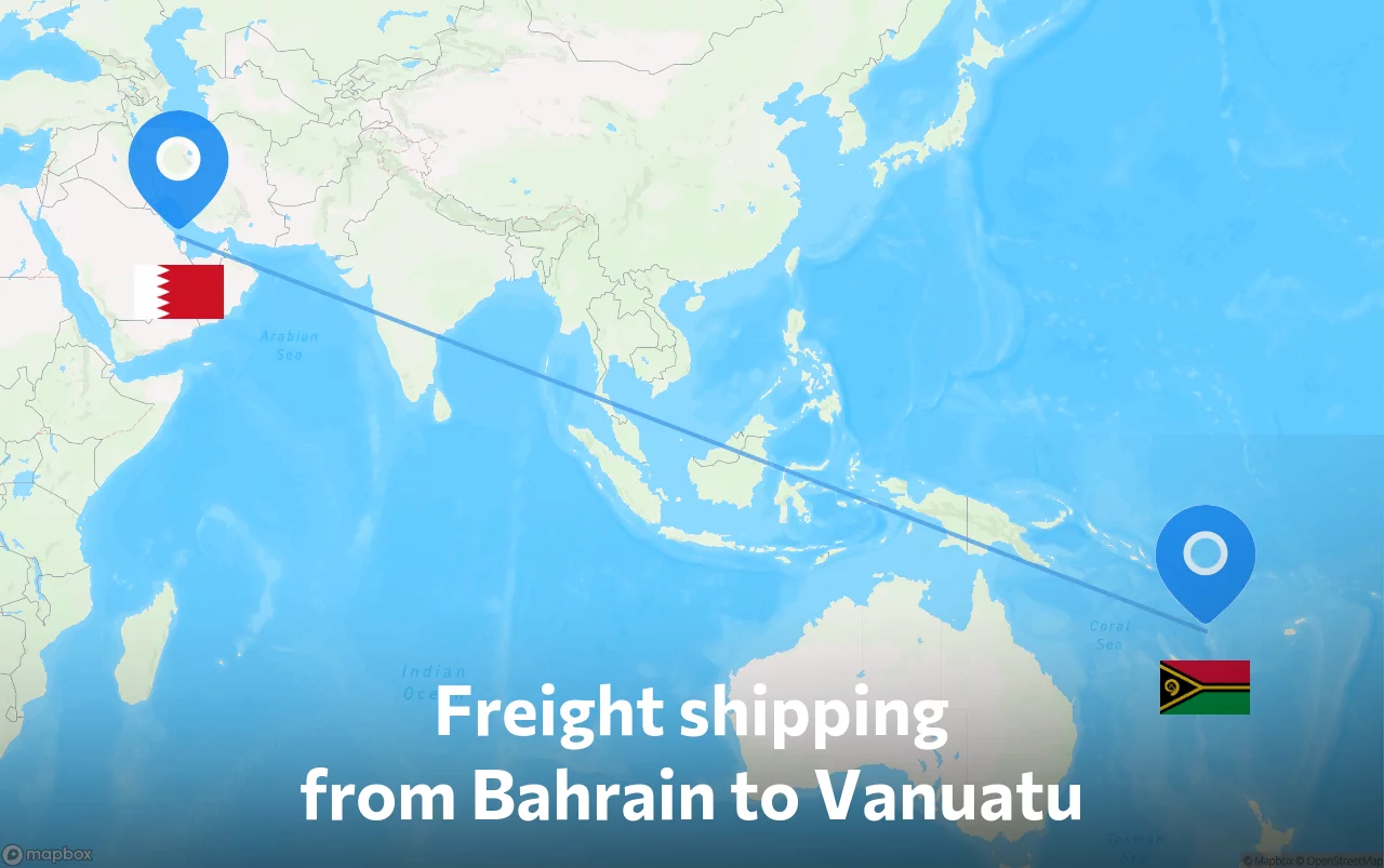 Shipping route from Bahrain to Vanuatu