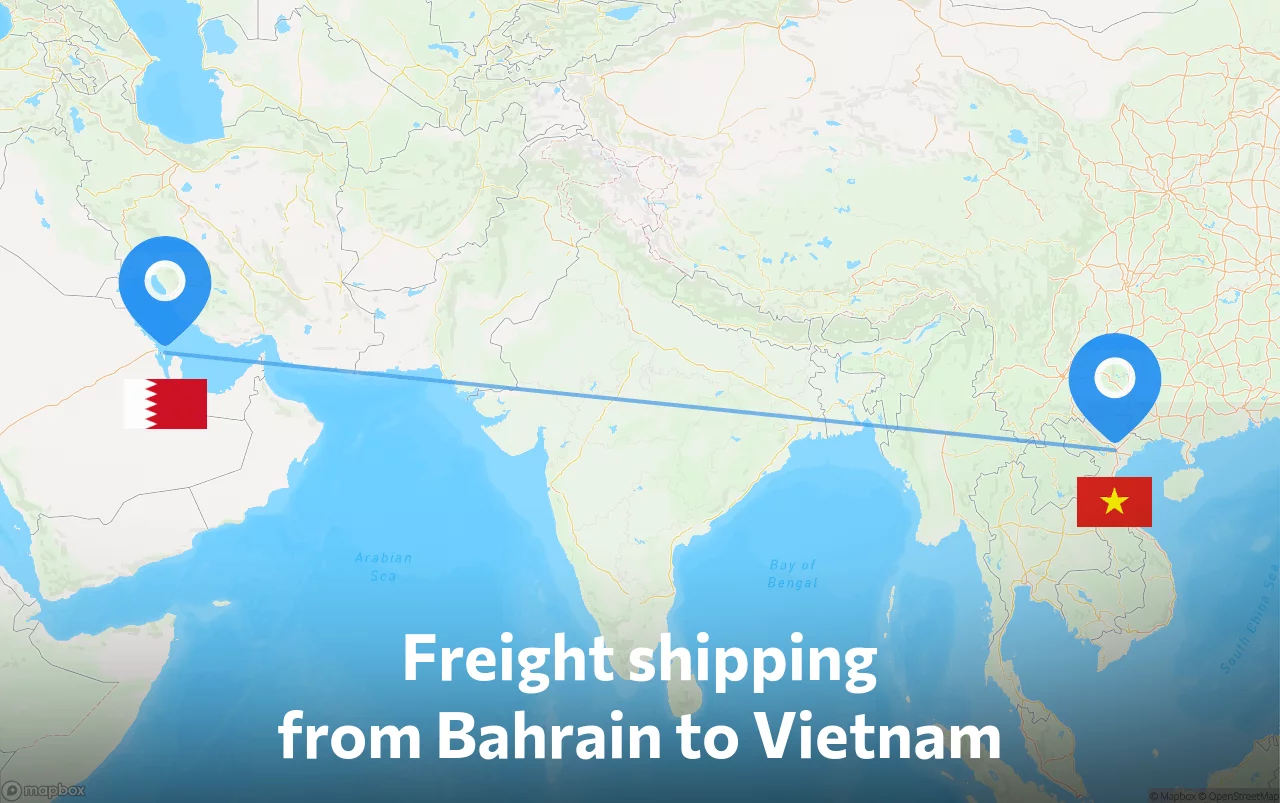 Shipping route from Bahrain to Vietnam