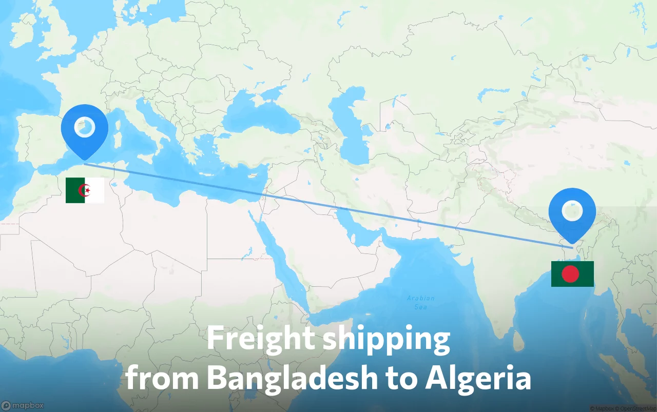 Shipping route from Bangladesh to Algeria