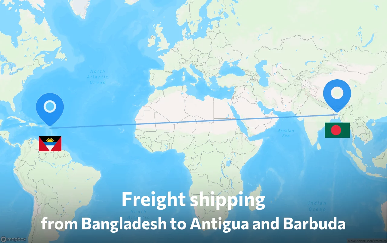 Shipping route from Bangladesh to Antigua and Barbuda