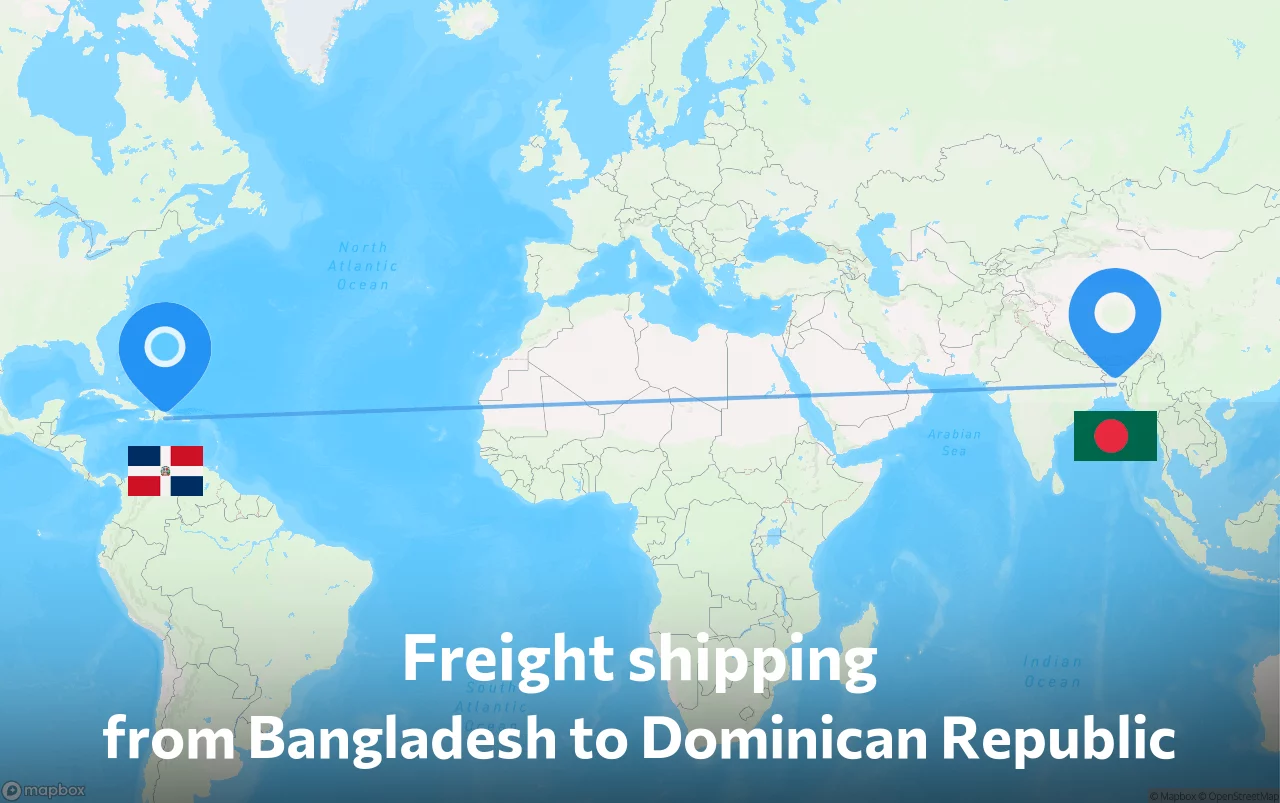 Shipping route from Bangladesh to Dominican Republic