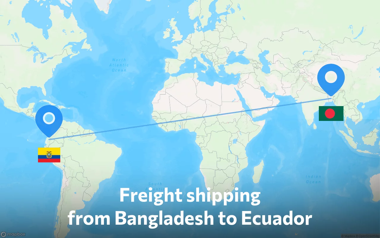 Shipping route from Bangladesh to Ecuador