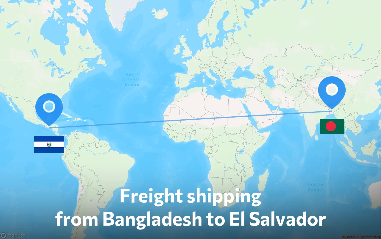Shipping route from Bangladesh to El Salvador