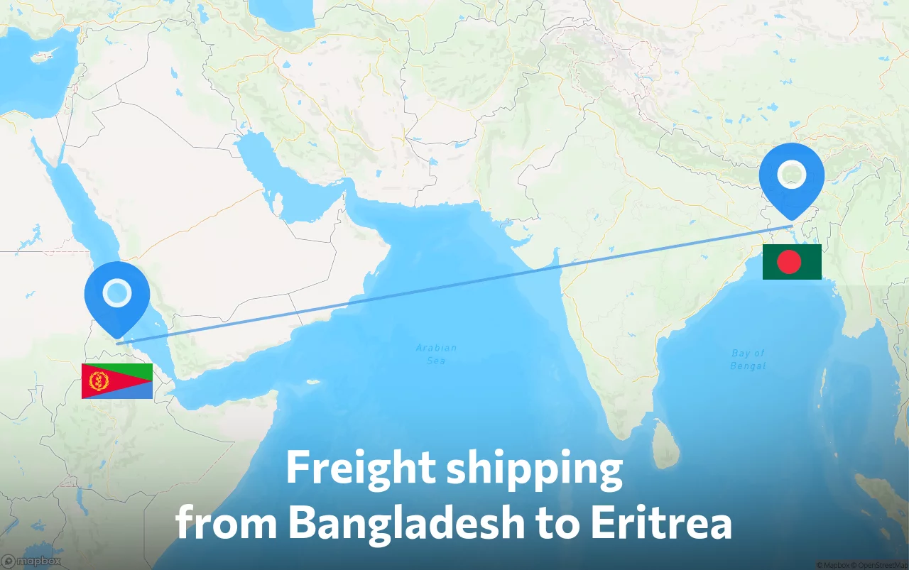 Shipping route from Bangladesh to Eritrea