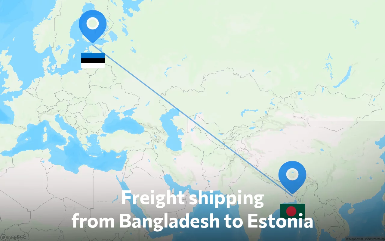 Shipping route from Bangladesh to Estonia