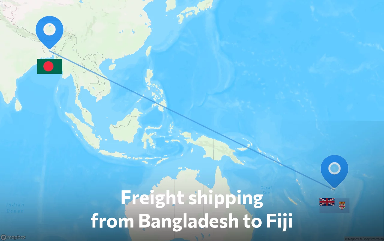Shipping route from Bangladesh to Fiji